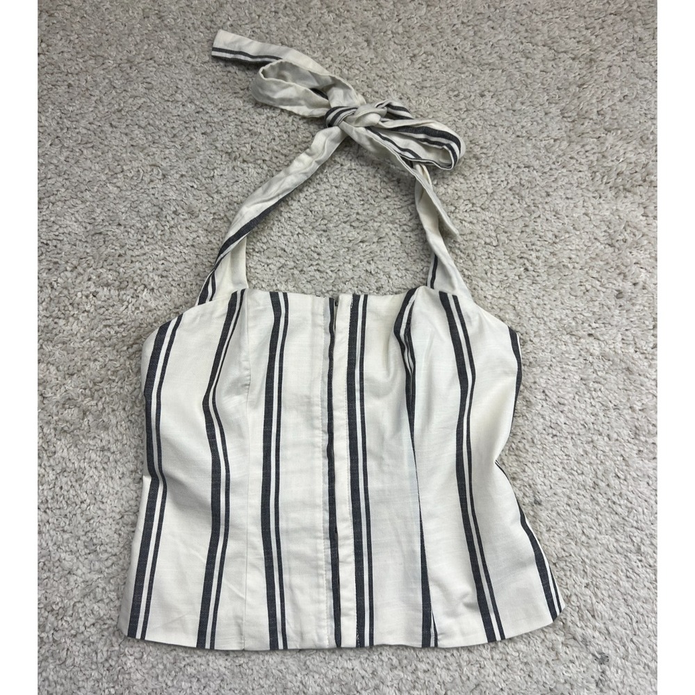 Future Collective Jeneé Naylor Halter Top Small Stripe Smocked Back Festival NWT